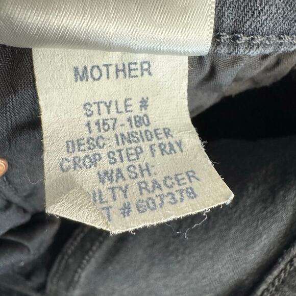 MOTHER Denim Insider Crop Step Fray Black Guilty Racer Jeans High Rise Sz 32 - Picture 15 of 16